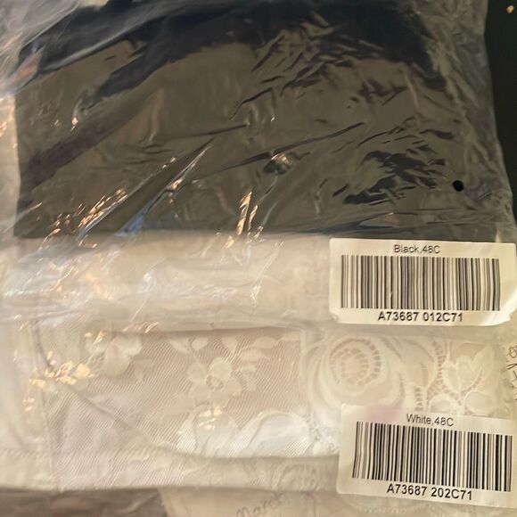 Carol Wior Set of 2 Womens 48C Black and White Wirefree Lace Camisole Illusion B - Picture 1 of 7